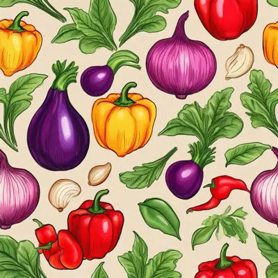 A seamless tile of a number of vegetables