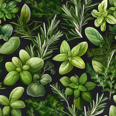 A dense background of various herbs as a seamless tile