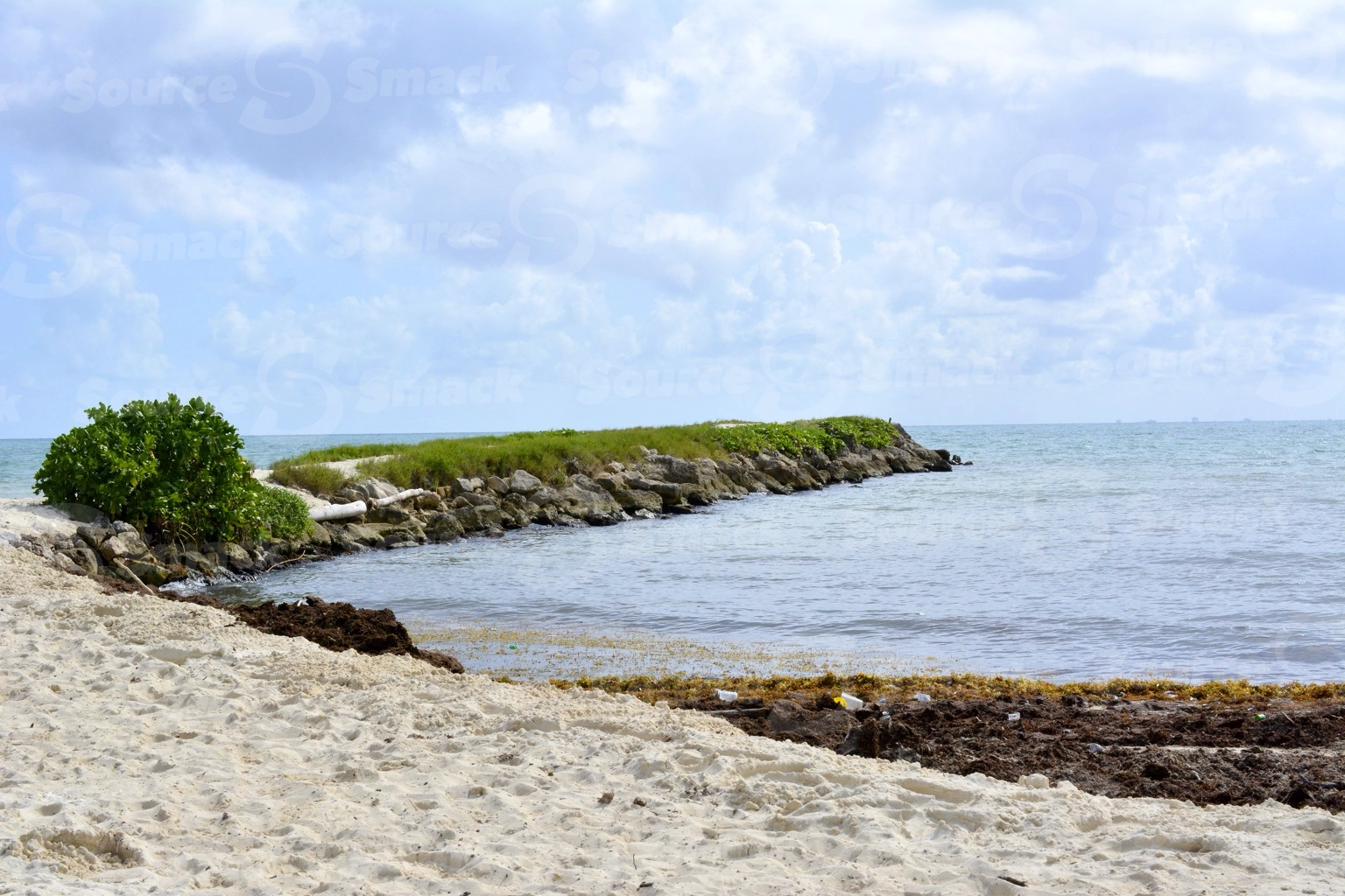 Open beach overlooking ocean in Mayan Riviera in Mexico
