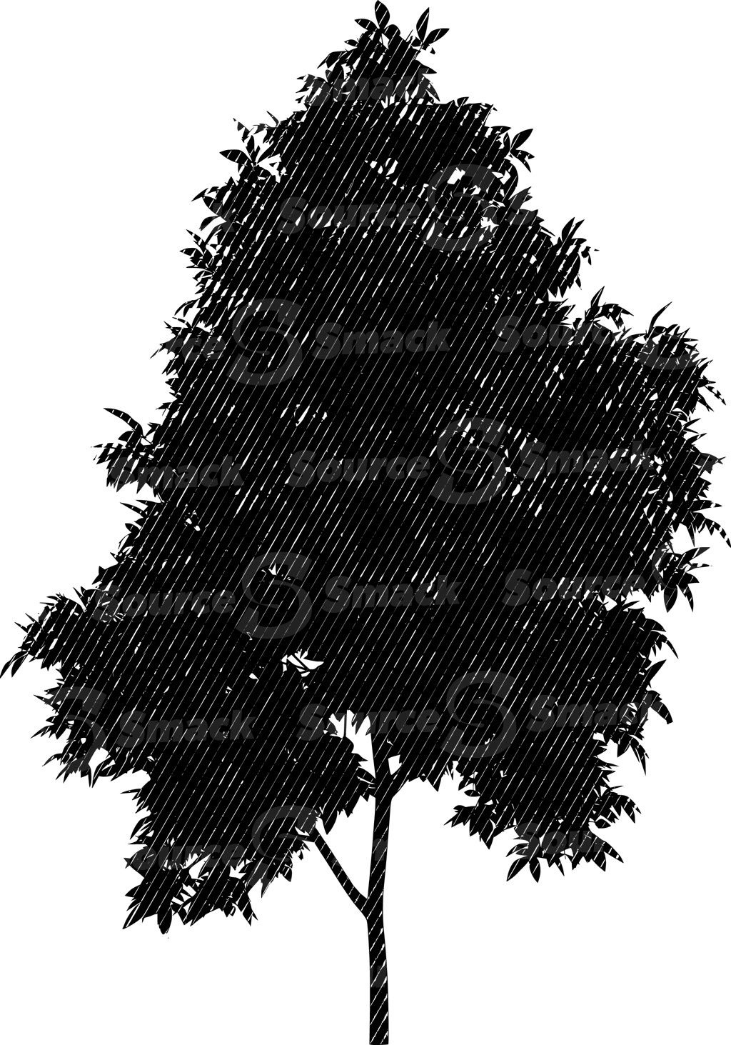 A halftone effect applied to a bushy coniferous tree