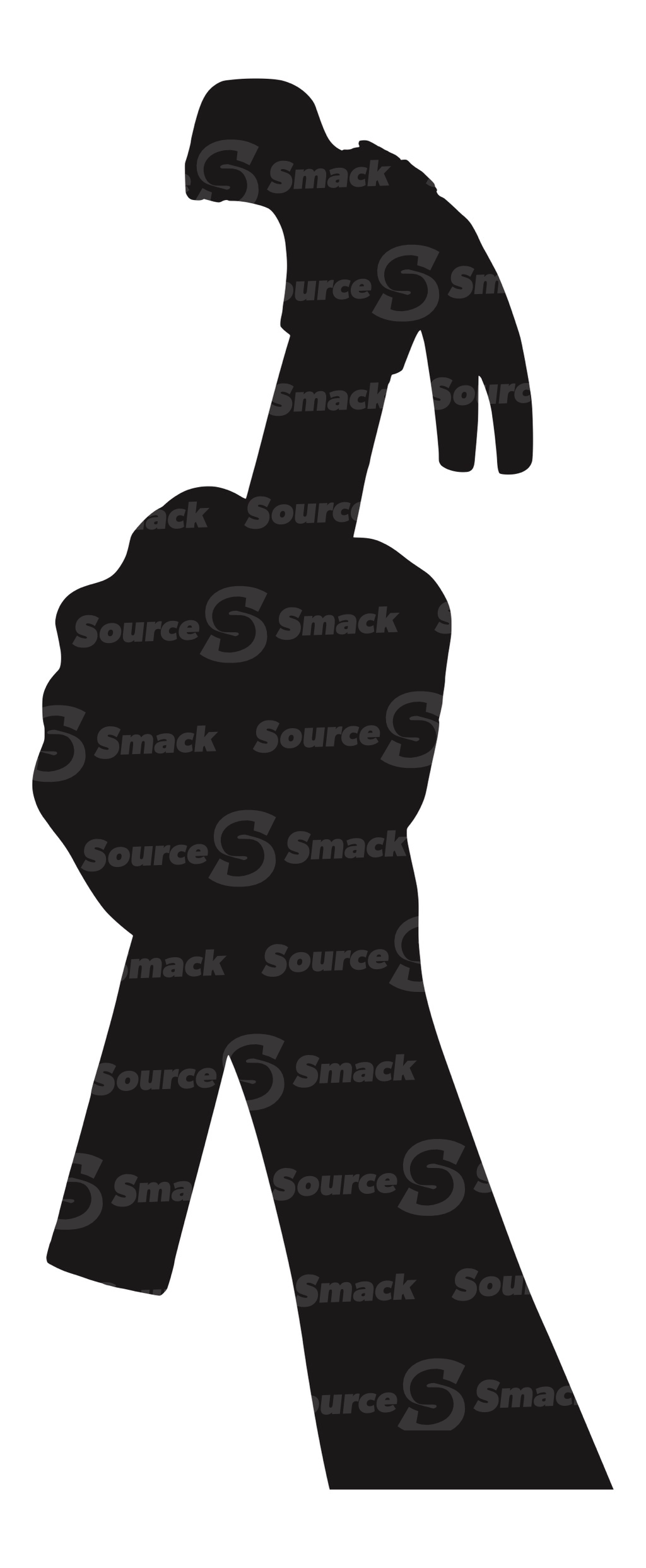 A vector silhouette of a hand holding a hammer