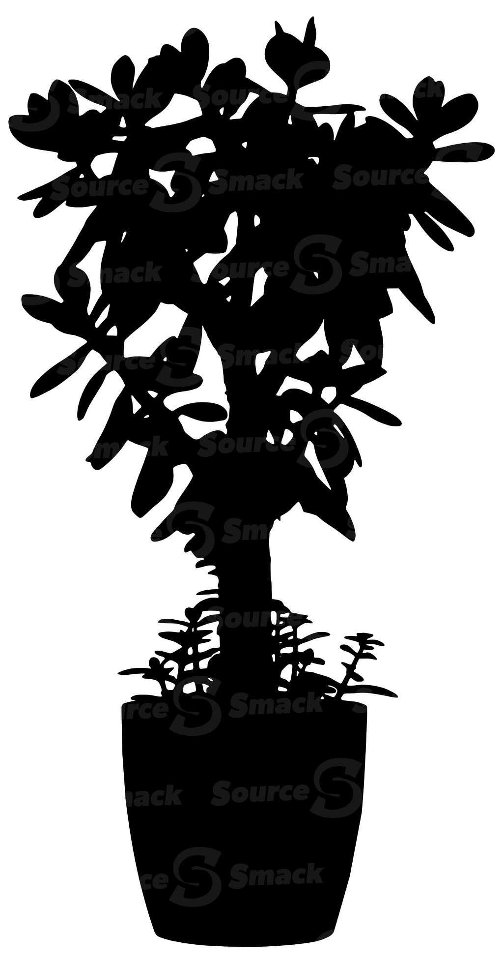 A vector silhouette of an indoor potted succulent plant