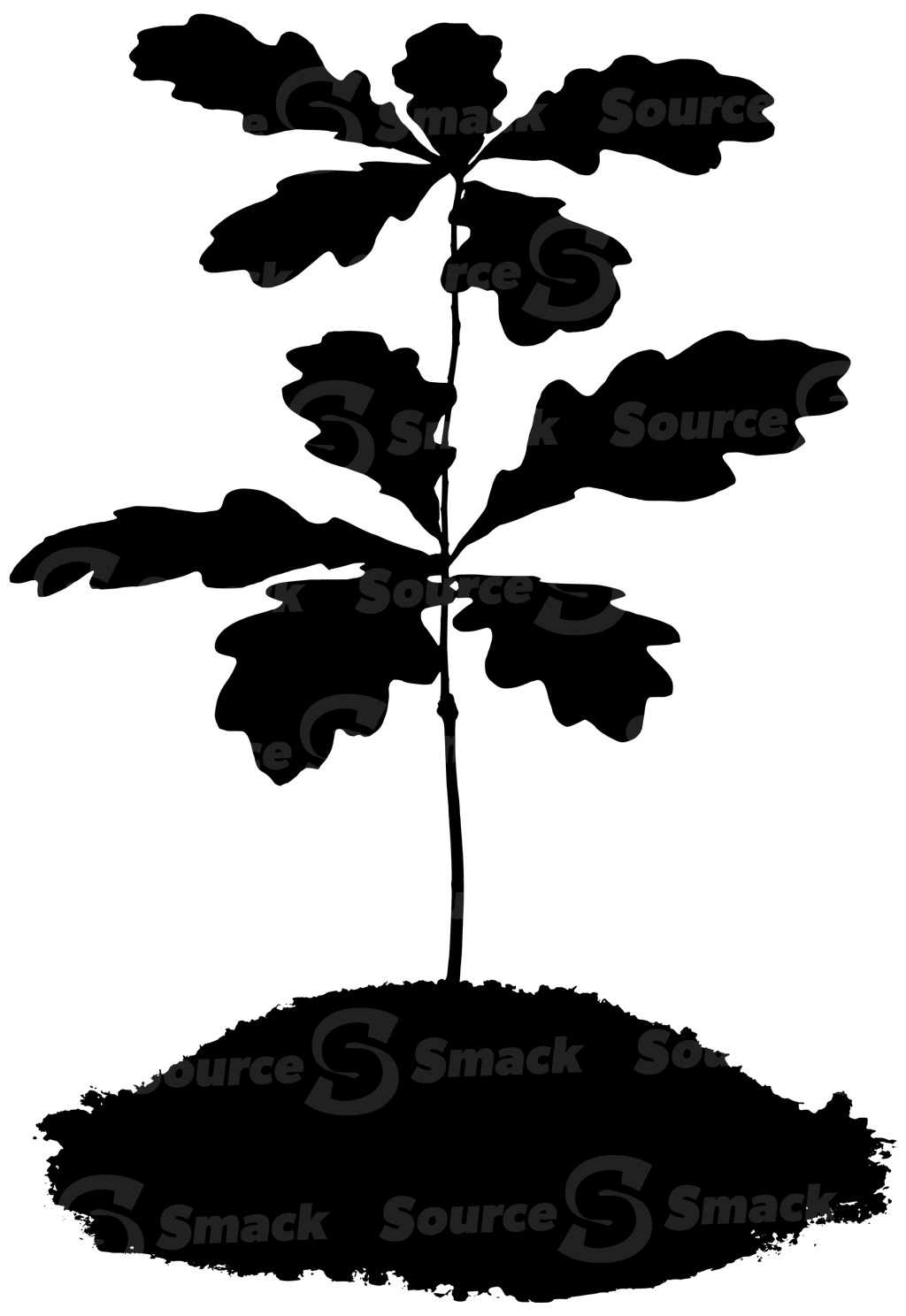 A vector of a young tree sapling growing in a mound of dirt