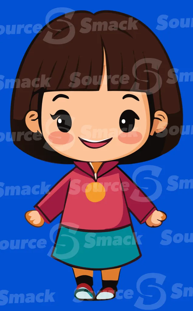 A young asian girl in a skirt