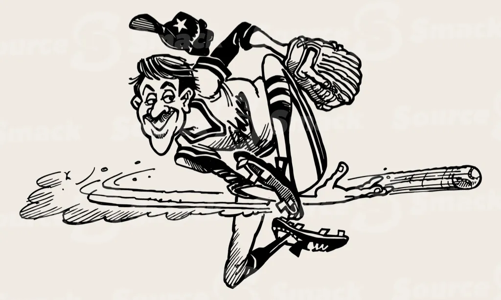 Cartoon baseball pitcher throwing ball