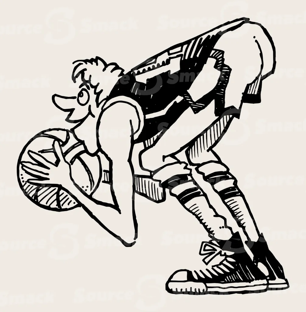 Cartoon basketball player preparing to throw