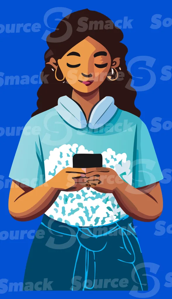 A young ethnic teen looking at her phone