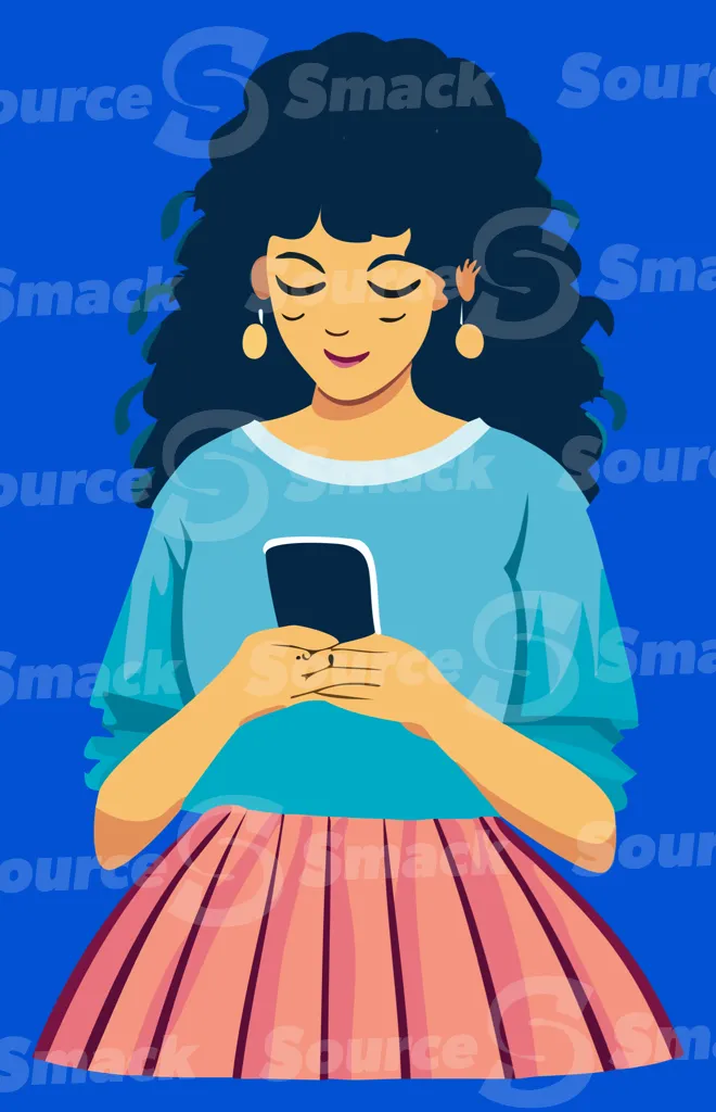 A young ethnic teen looking at her phone