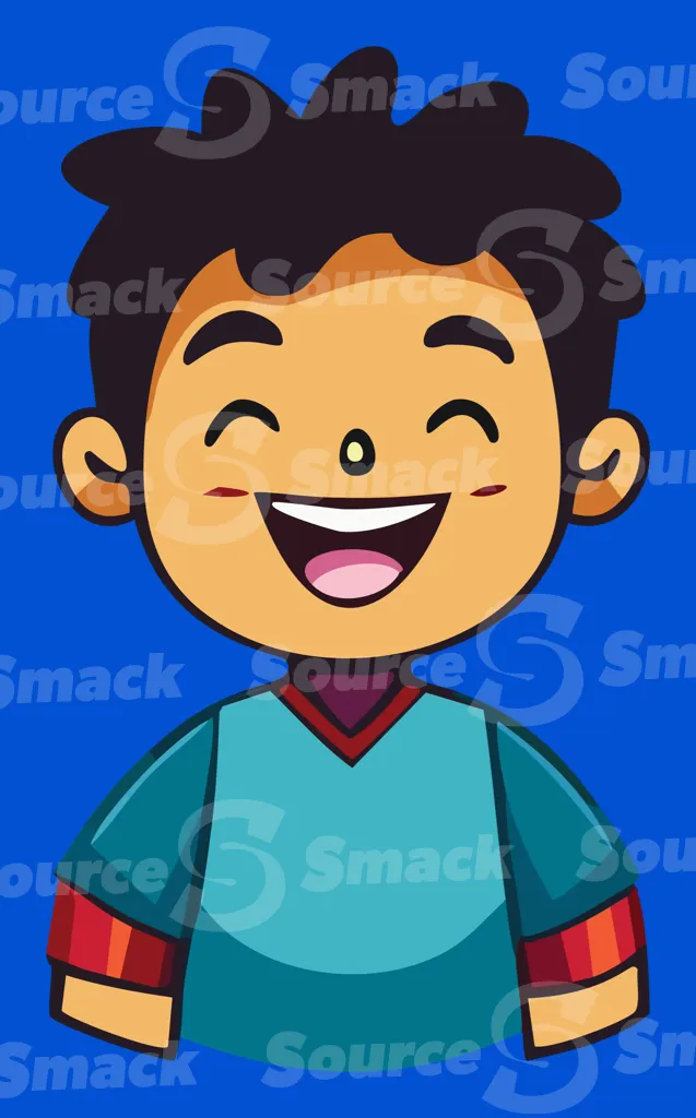 A young laughing asian boy