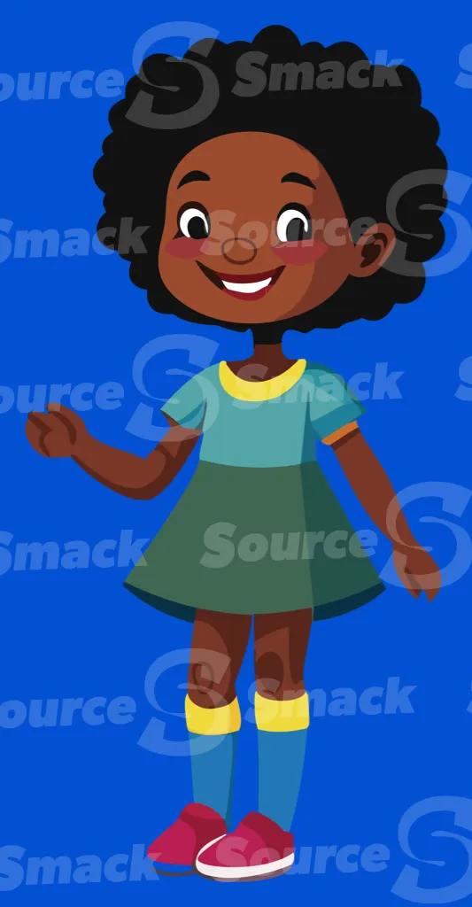 A young smiling ethnic girl in a skirt