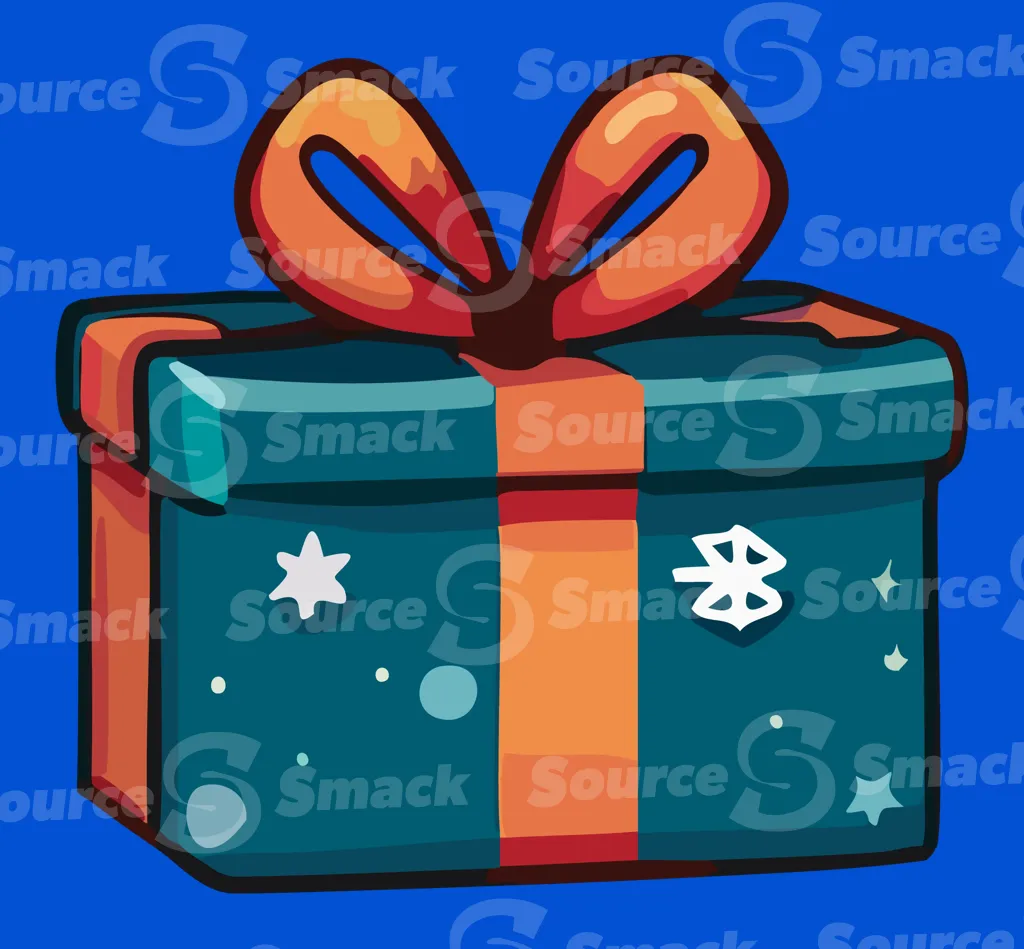 A festive wrapped present with a bow