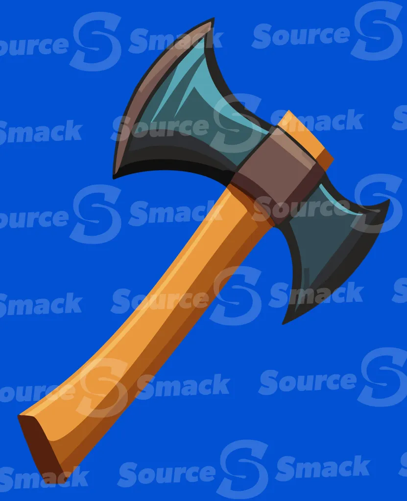 An axe with a wooden handle