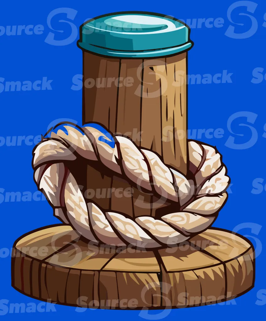 Braided rope wrapped around a dock post