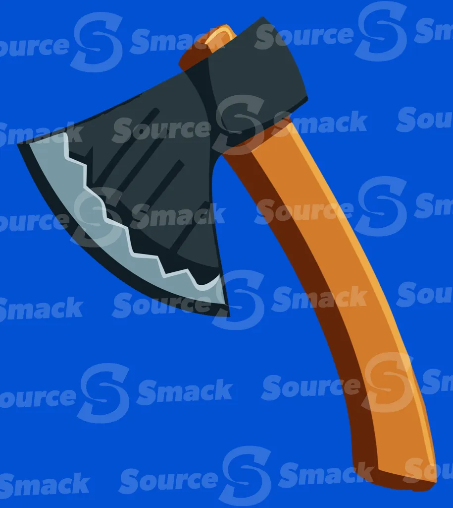 An axe with a wooden handle