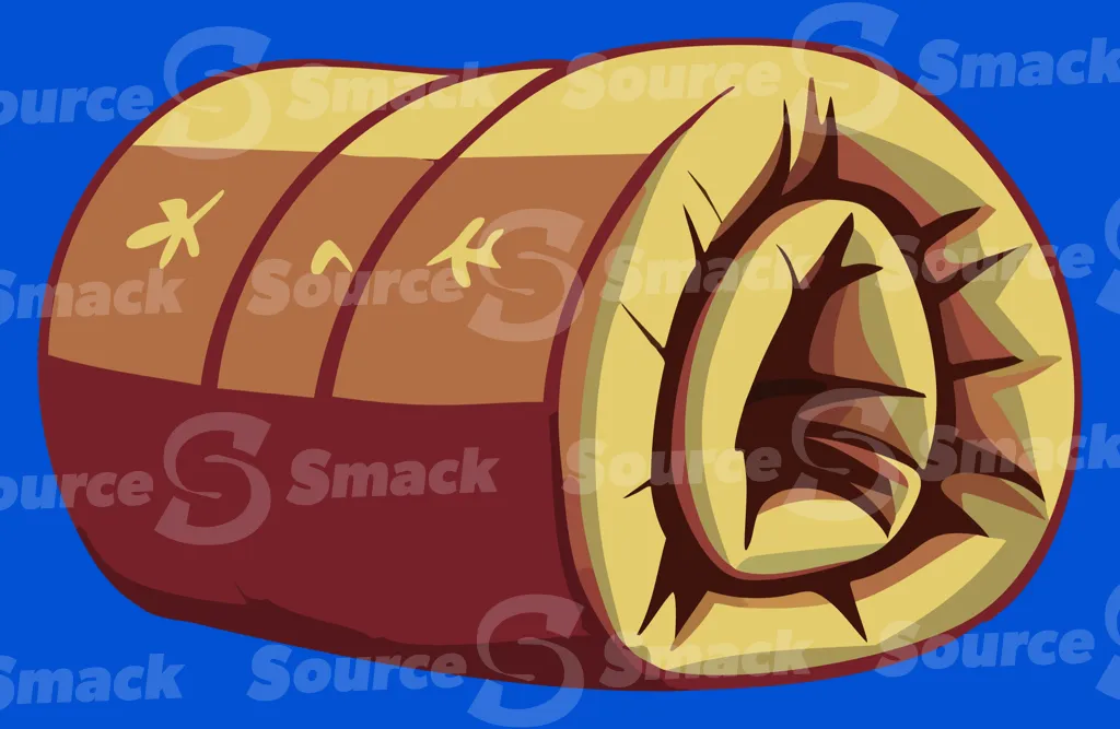 A rolled up camping sleeping bag