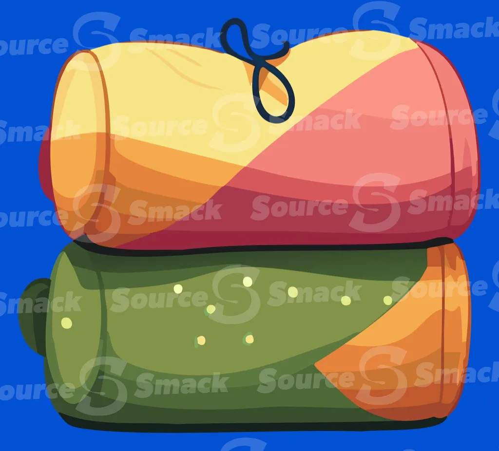 Two rolled up camping sleeping bags