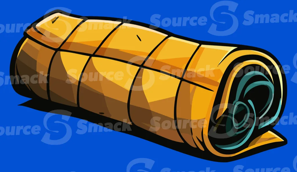 A rolled up camping sleeping bag