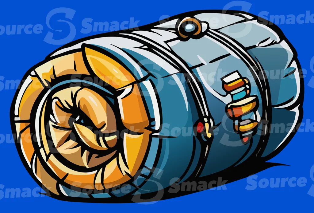 A rolled up camping sleeping bag
