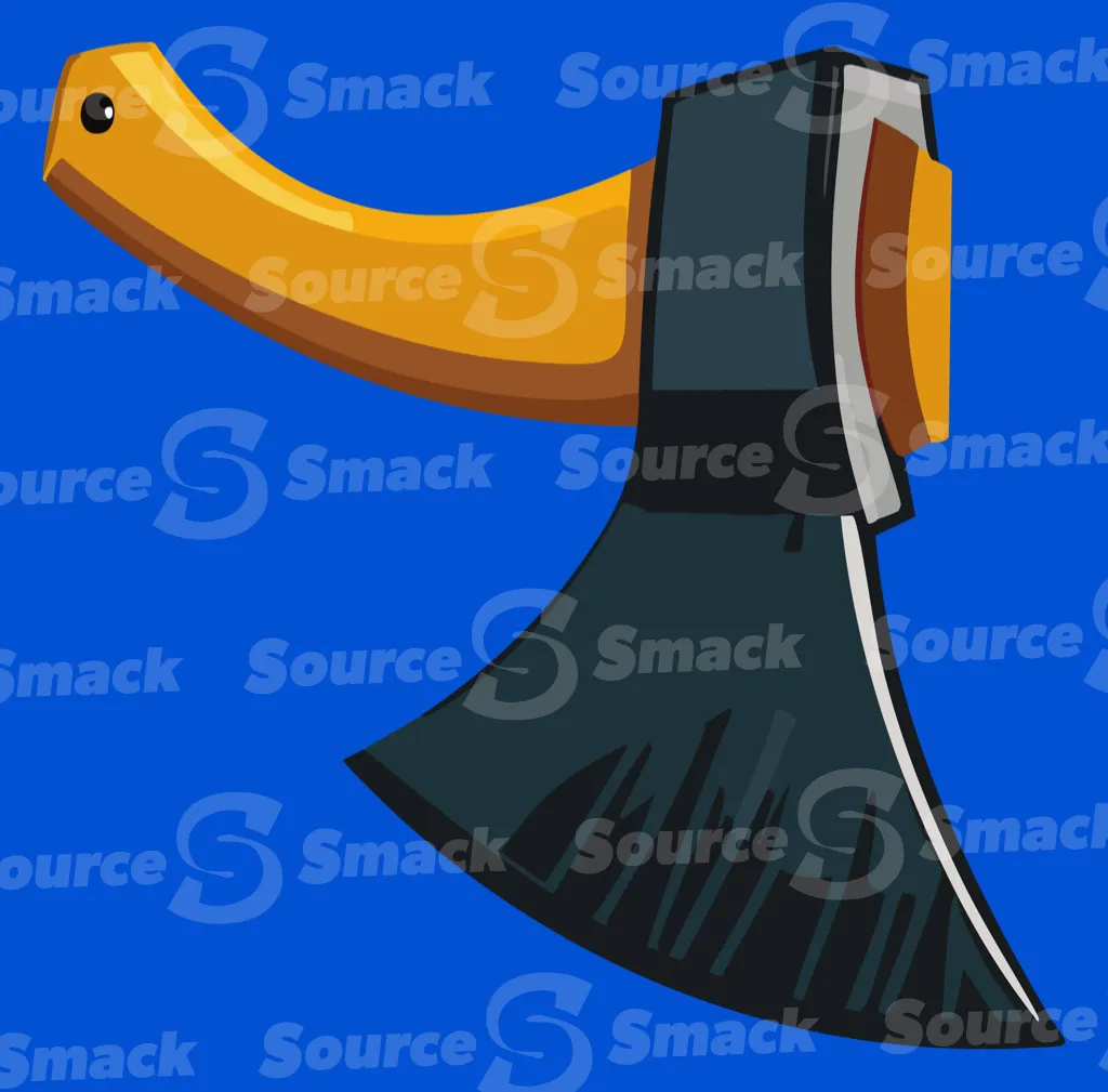 An axe with a wooden handle
