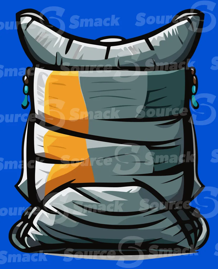 A rolled up camping sleeping bag