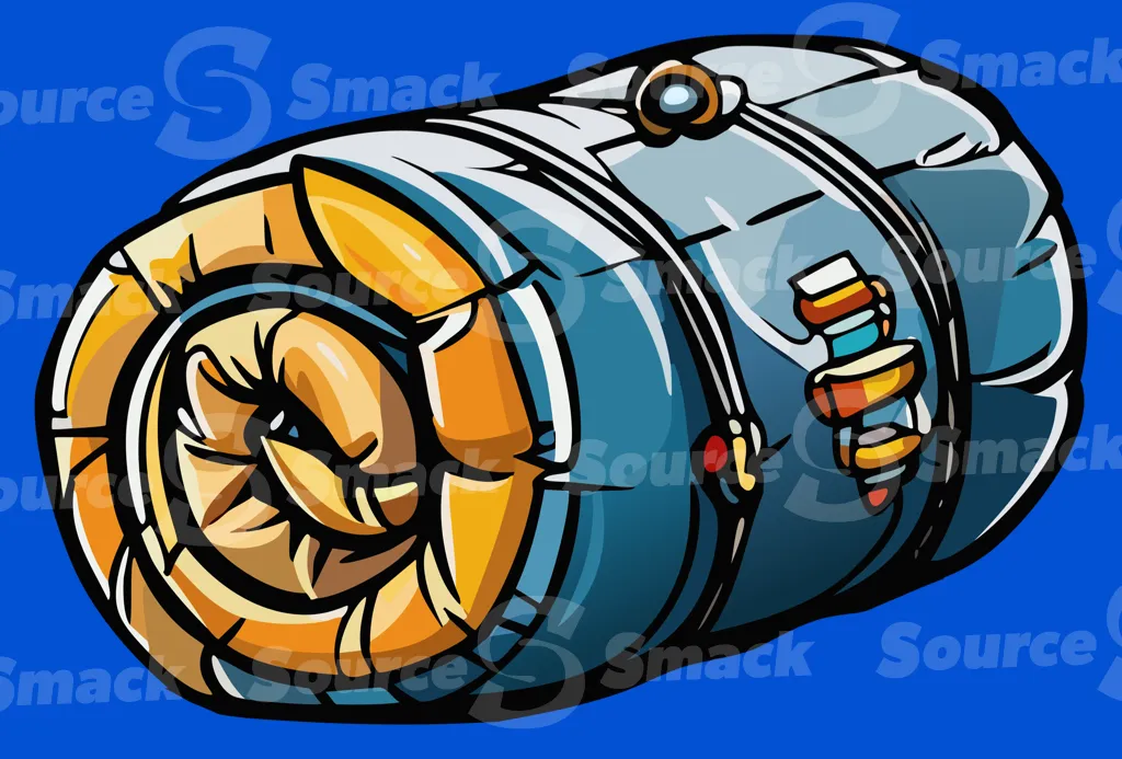 A rolled up camping sleeping bag
