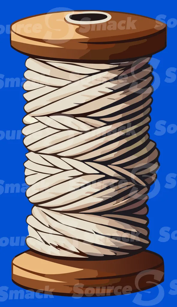 A twisted spool of braided rope