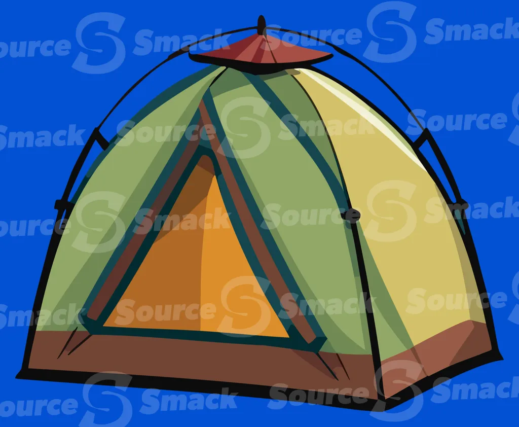 A camping tent set up