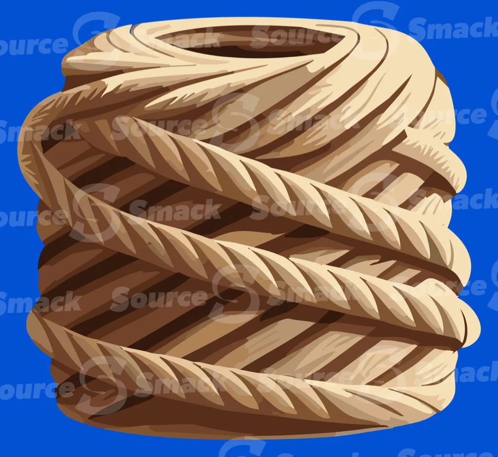 A large coil of braided rope