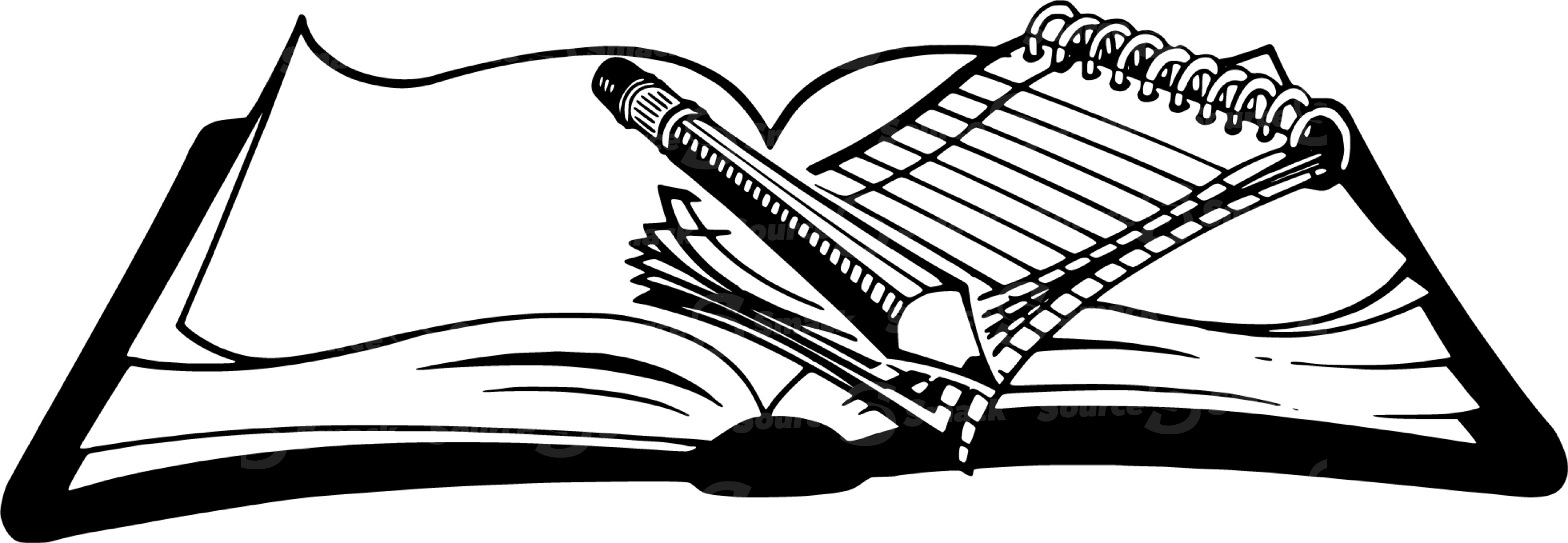 Note pad on a book with a pencil