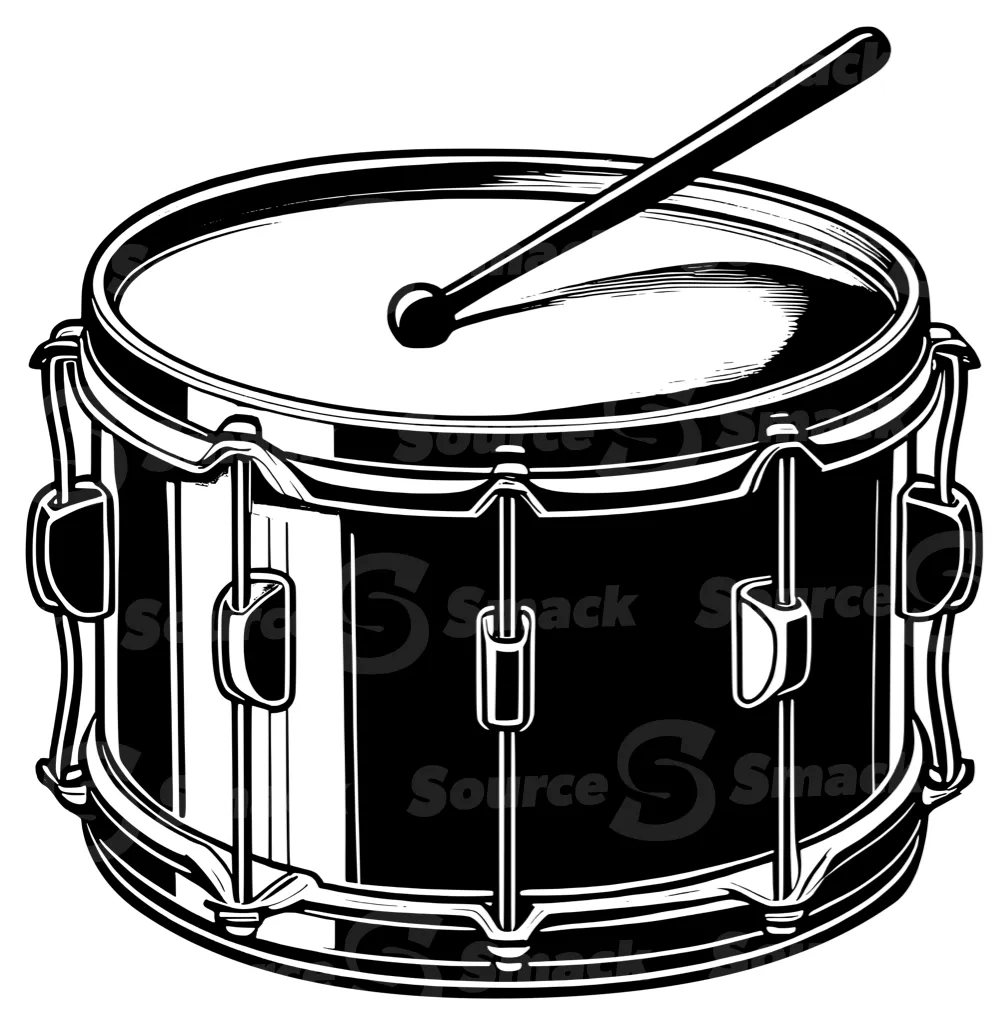 A snare drum with a drum stick
