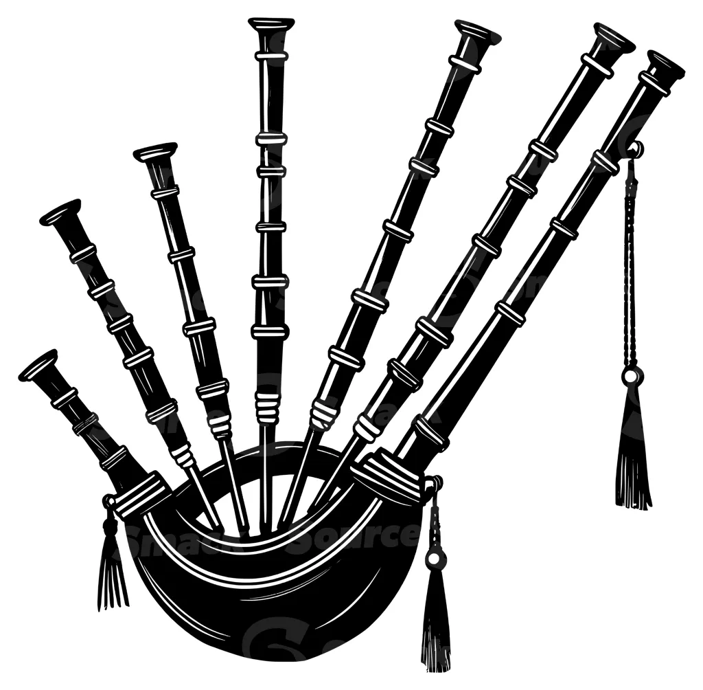 An illustrated bagpipe