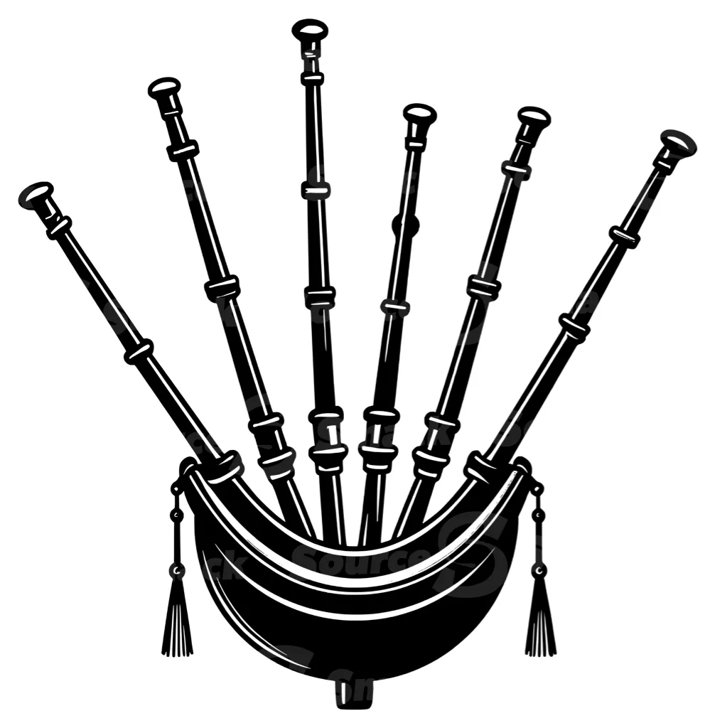 An illustrated bagpipe