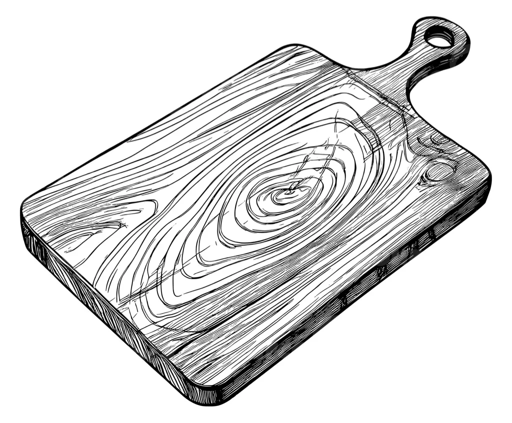 A wooden cutting board