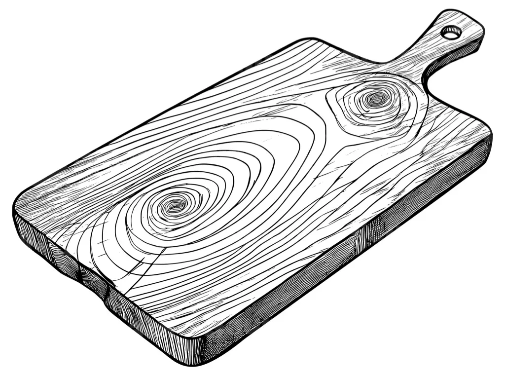 A wooden cutting board