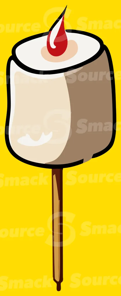 A scorched marshmallow on a stick