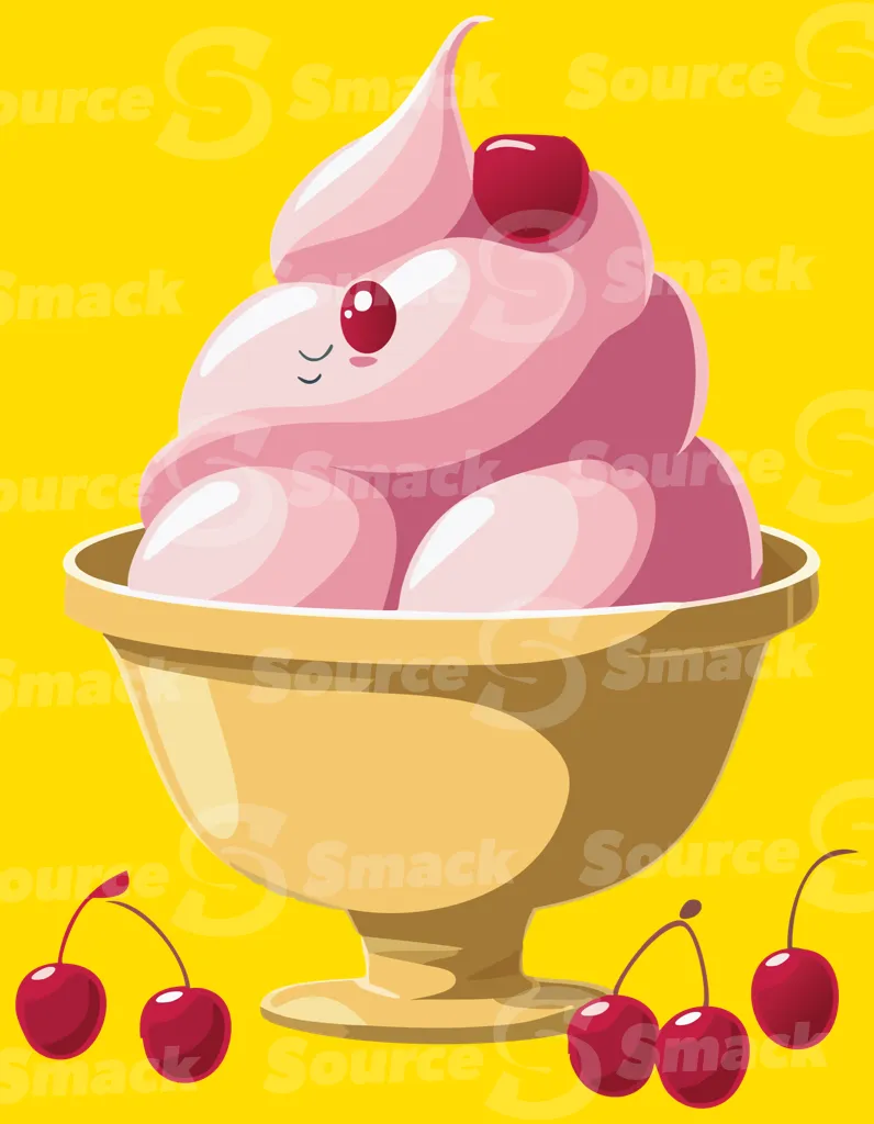 A bowl of hard ice cream with cherries