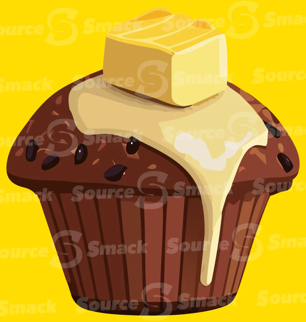 A bran muffin with melting butter on top