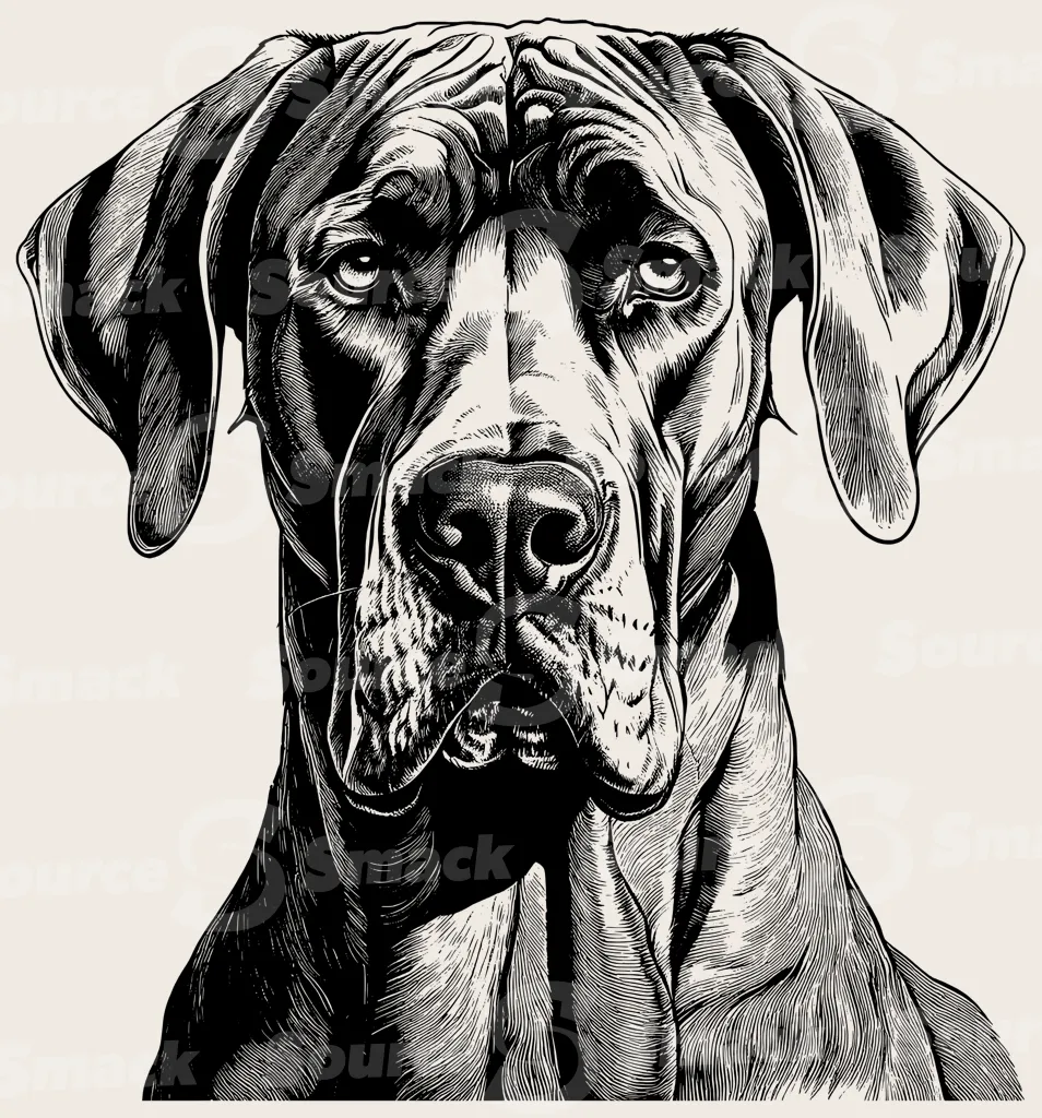 Head shot of a Great Dane dog.