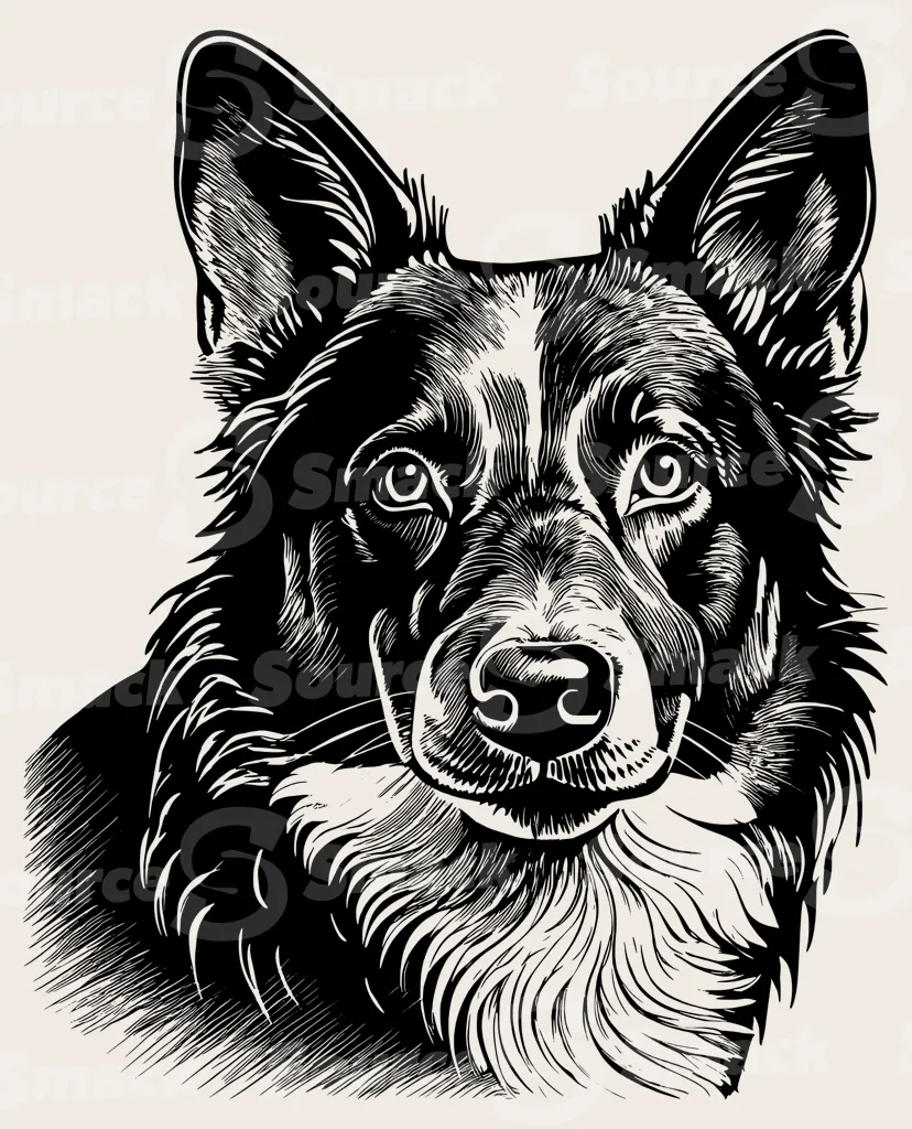 Head shot of an Australian Cattle dog.