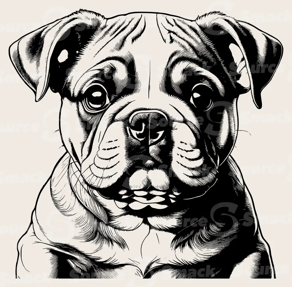 Head shot of a English Bulldog.