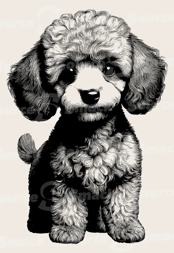 Head shot of a poodle puppy.