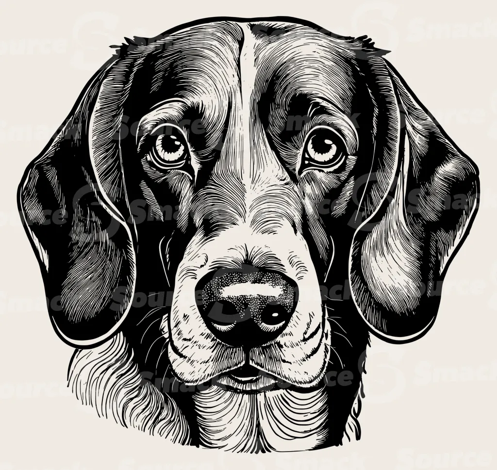 Head shot of a Beagle Hound dog.
