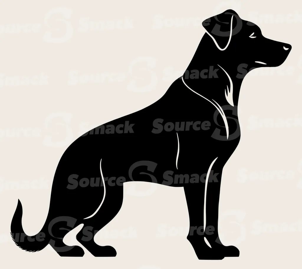 Full body shot of a Labrador Retriever dog.
