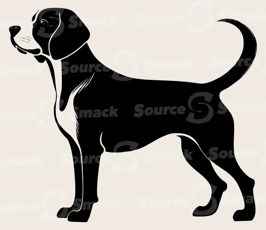 Full body shot of a Beagle Hound dog.