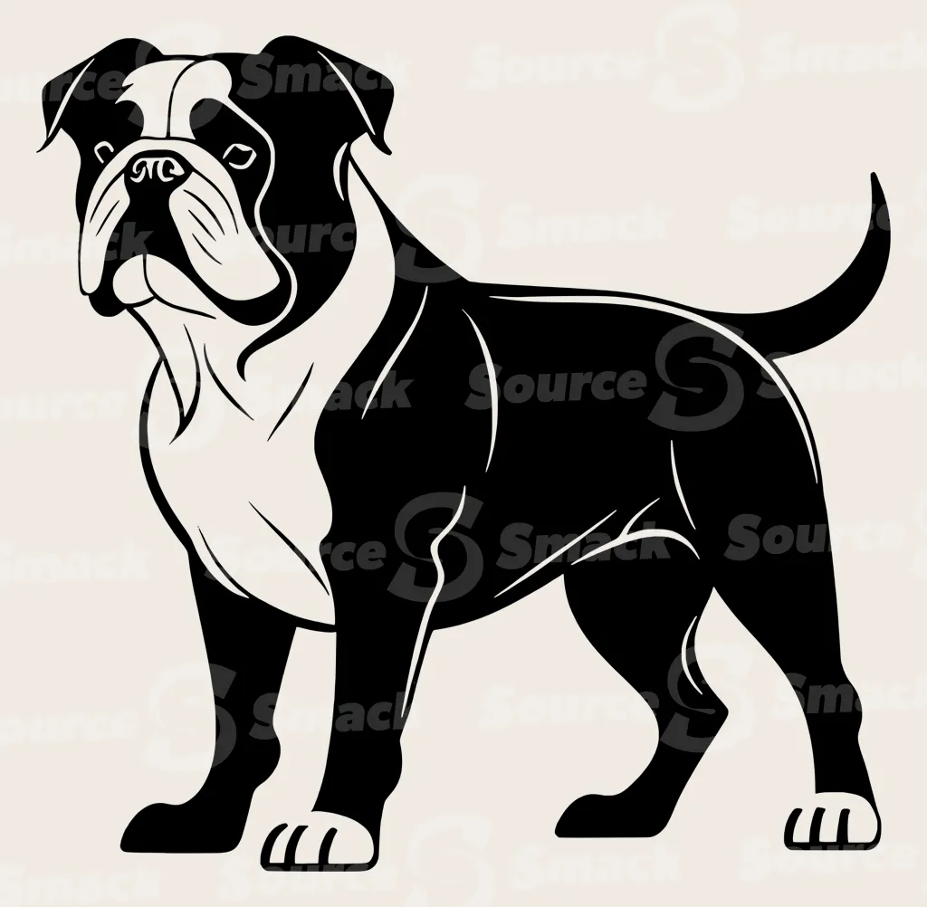 Full body shot of a English Bulldog.
