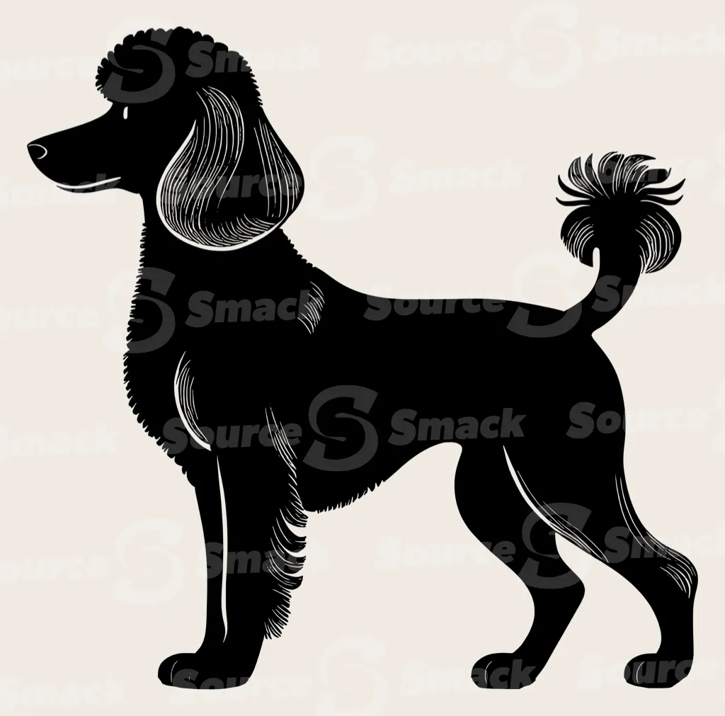 Full body shot of a Poodle dog.