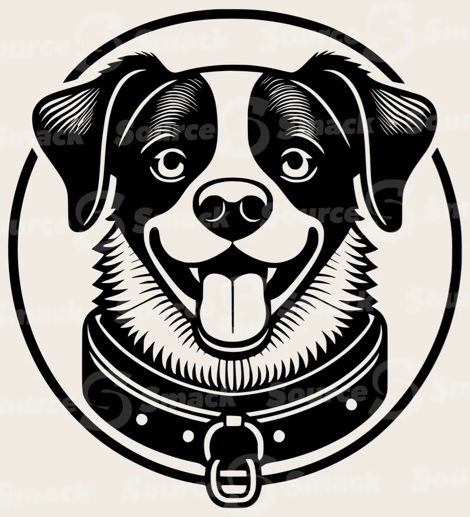 A head shot of a beagle dog wearing a collar