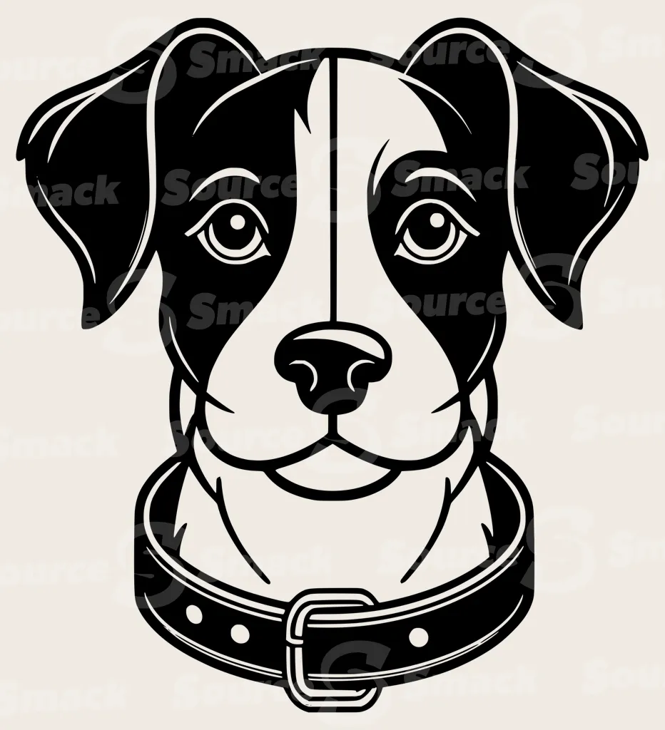 A head shot of a beagle dog wearing a collar