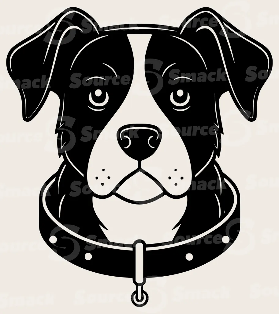 A head shot of a beagle dog wearing a collar
