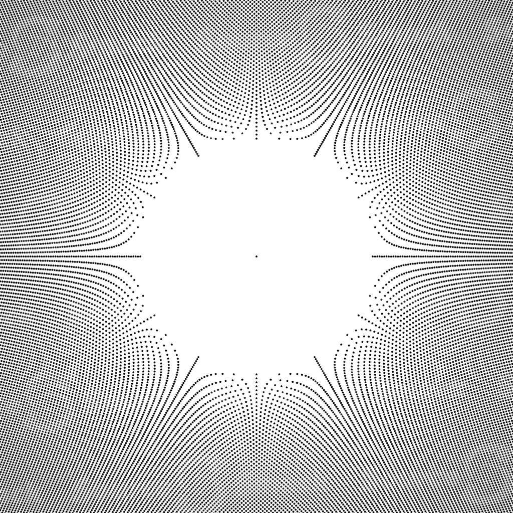 A split distorted star halftone effect